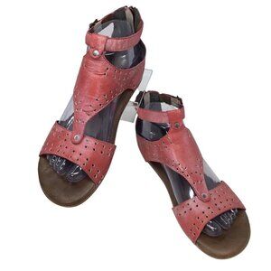 Roan by Bed Stu Kit Cutout Gladiator Leather Sandals Ankle Zip Back Size 7 Flats
